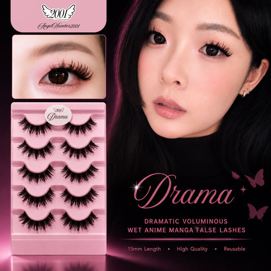 5 Pairs of "Drama" Voluminous Lash-Extension Spiky Anime Manga Inspired False Lashes